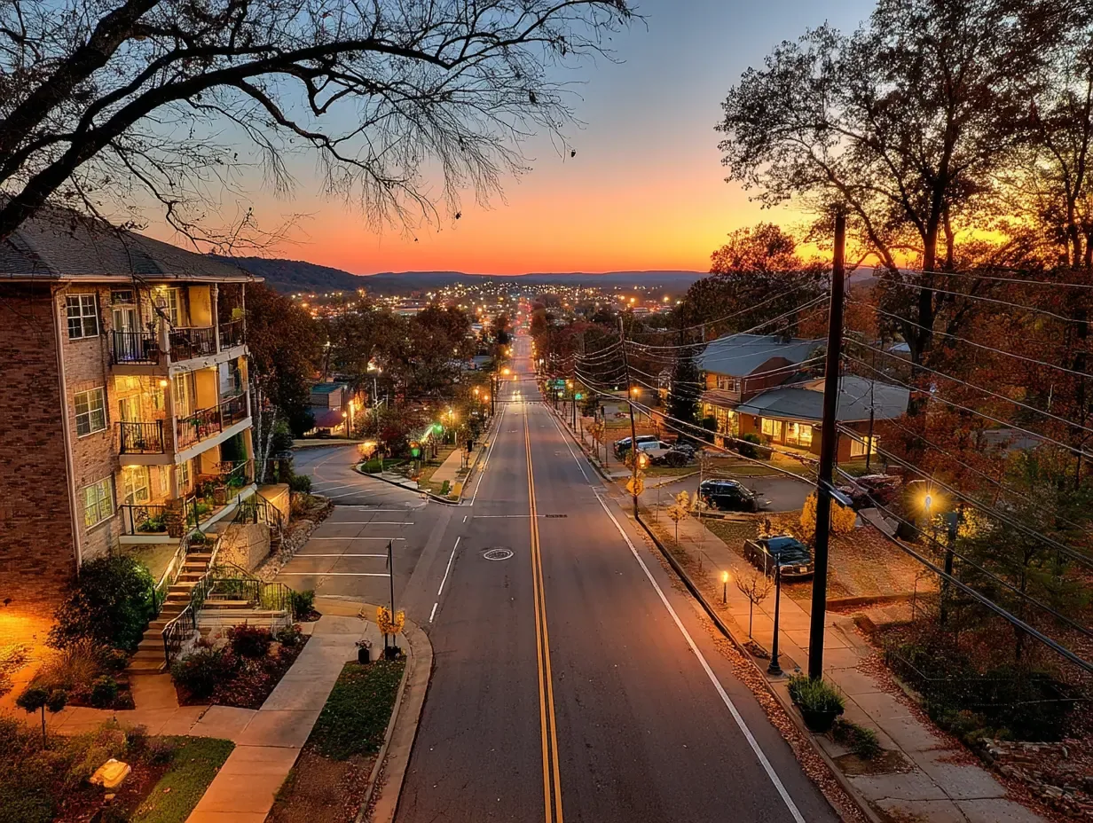 Hoover, Alabama street at sunset